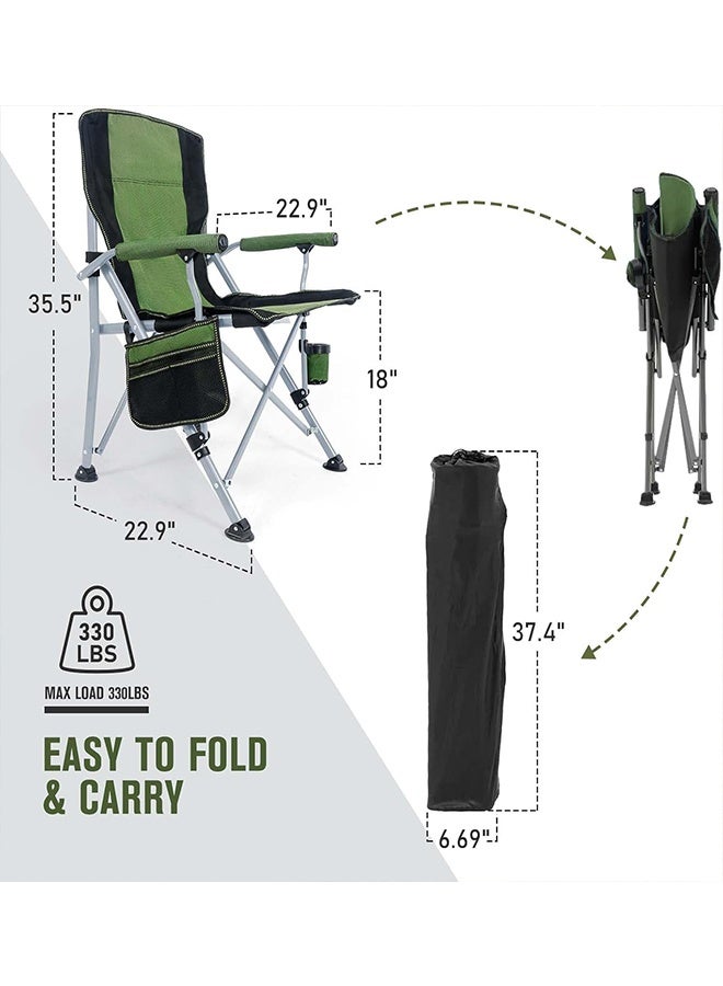 Beauenty Outdoor Portable Camping Chair, Lightweight Folding Camping Chair, Heavy Duty Support 145KG, High Back Padded Lawn Chair with Arm Rest Cup Holder and Portable Carrying Bag ﻿ (green) - Image 3